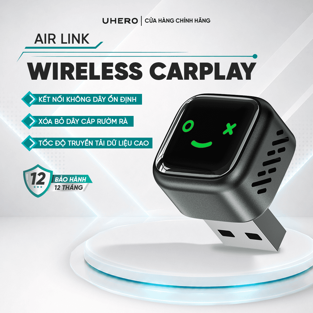 Bộ Chuyển Đổi CarPlay & Android Auto Không Dây UHERO AIR LINK (2 Trong 1)